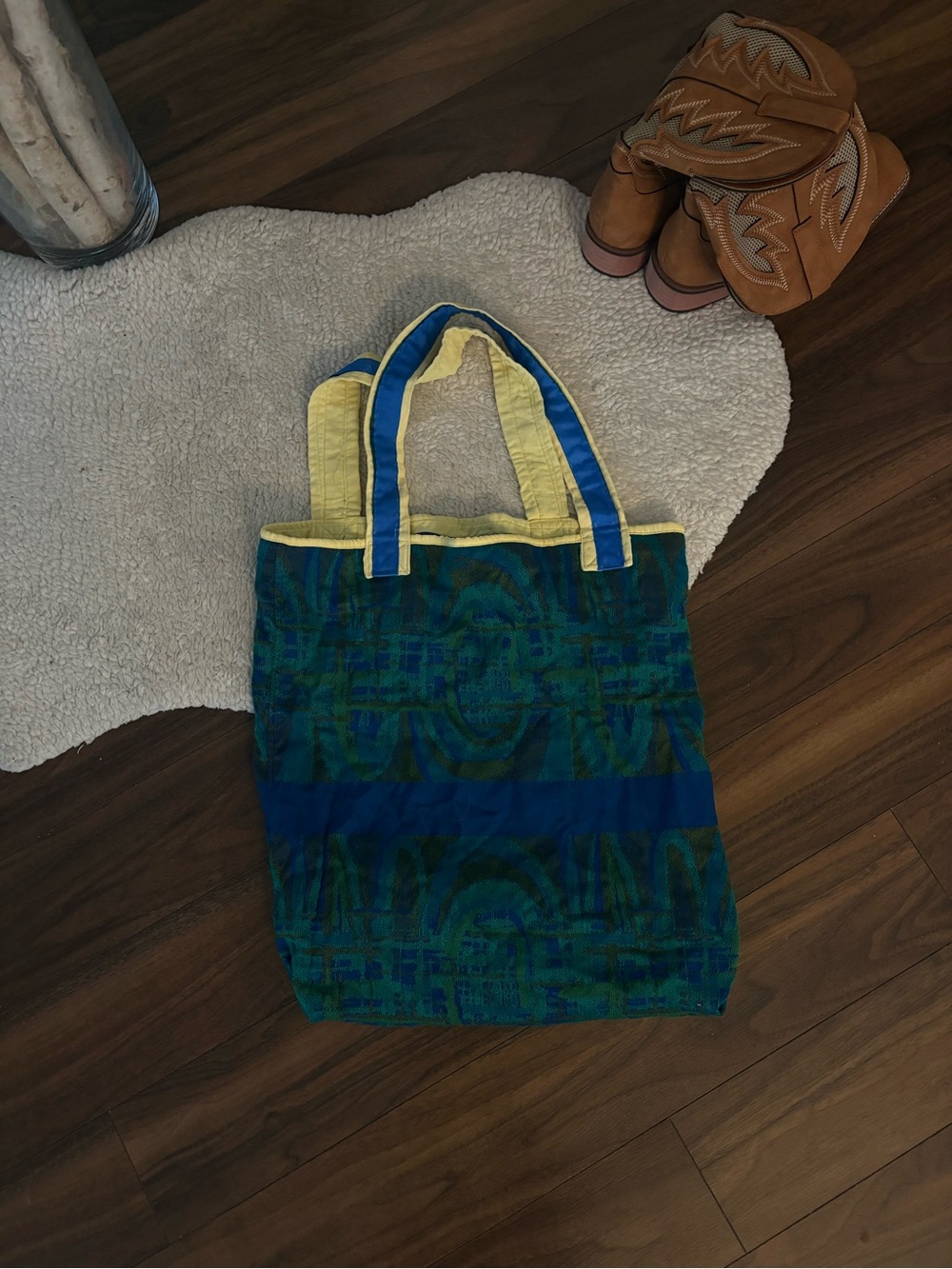 🌾Vintage plaid tapestry tote bag